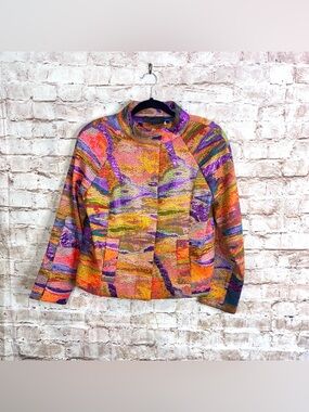 Carlisle Collection Vibrant Multicolor Water Color Jacket Blazer Size 10